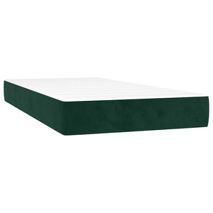 Κρεβάτι Boxspring με Στρώμα Σκούρο Πράσινο 90x200 εκ. Βελούδινο