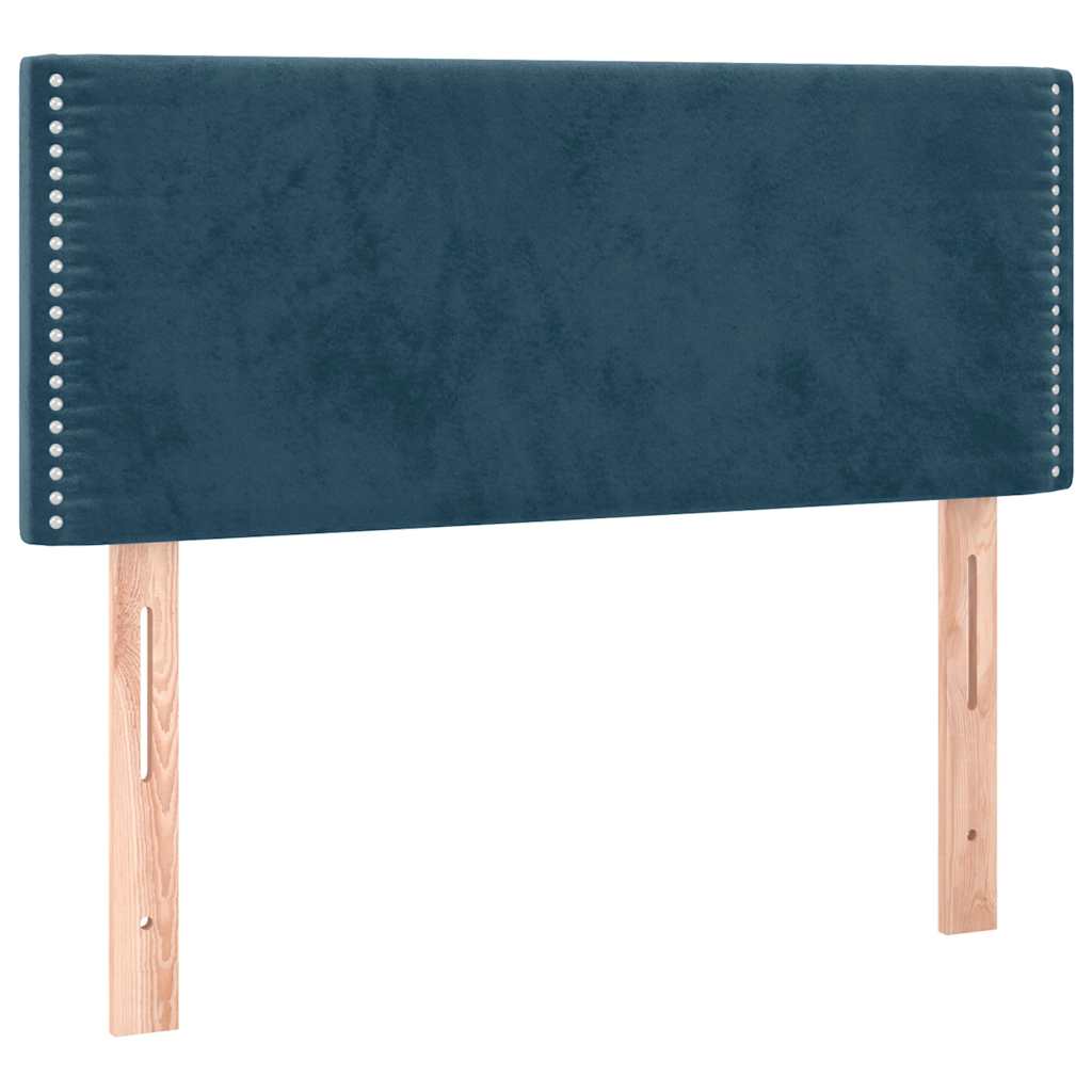 Κρεβάτι Boxspring με Στρώμα Σκούρο Μπλε 90x200 εκ. Βελούδινο - Pakobazaar