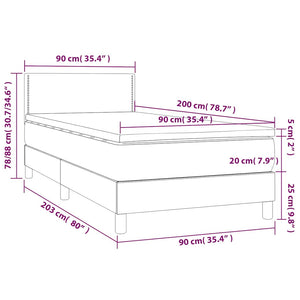 Κρεβάτι Boxspring με Στρώμα Σκούρο Μπλε 90x200 εκ. Βελούδινο - Pakobazaar