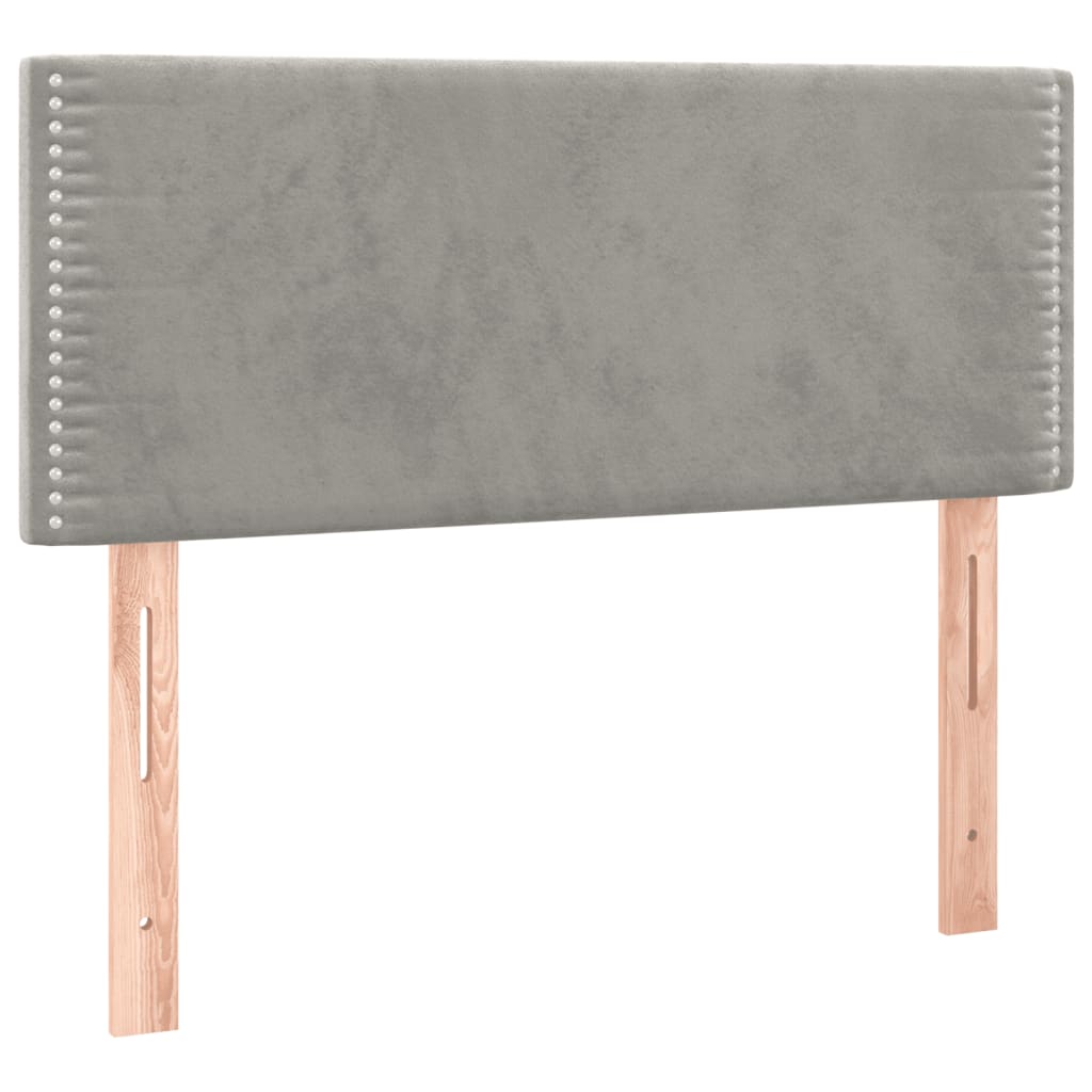 Κρεβάτι Boxspring με Στρώμα Ανοιχτό Γκρι 100x200 εκ. Βελούδινο - Pakobazaar