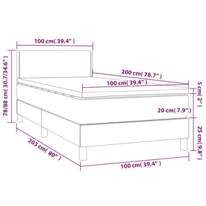 Κρεβάτι Boxspring με Στρώμα Σκούρο Πράσινο 100x200εκ. Βελούδινο