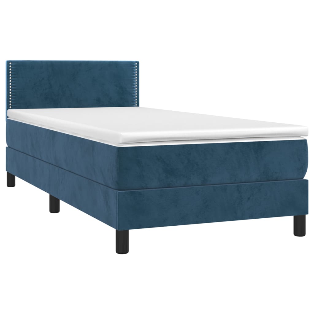 Κρεβάτι Boxspring με Στρώμα Σκούρο Μπλε 100x200 εκ. Βελούδινο