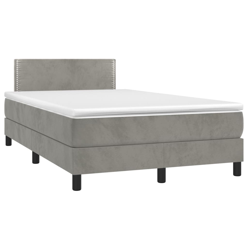 Κρεβάτι Boxspring με Στρώμα Ανοιχτό Γκρι 120x200 εκ. Βελούδινο
