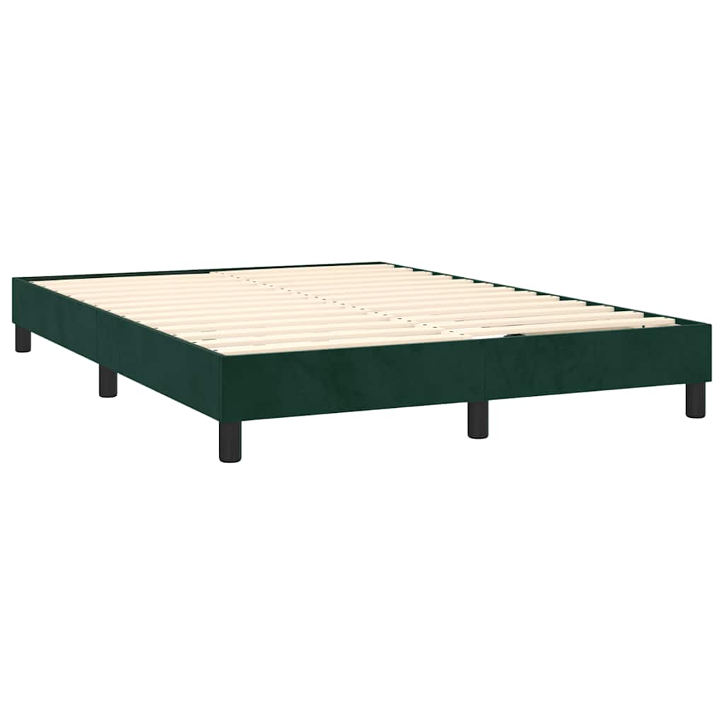 Κρεβάτι Boxspring με Στρώμα Σκούρο Πράσινο 140x190εκ. Βελούδινο