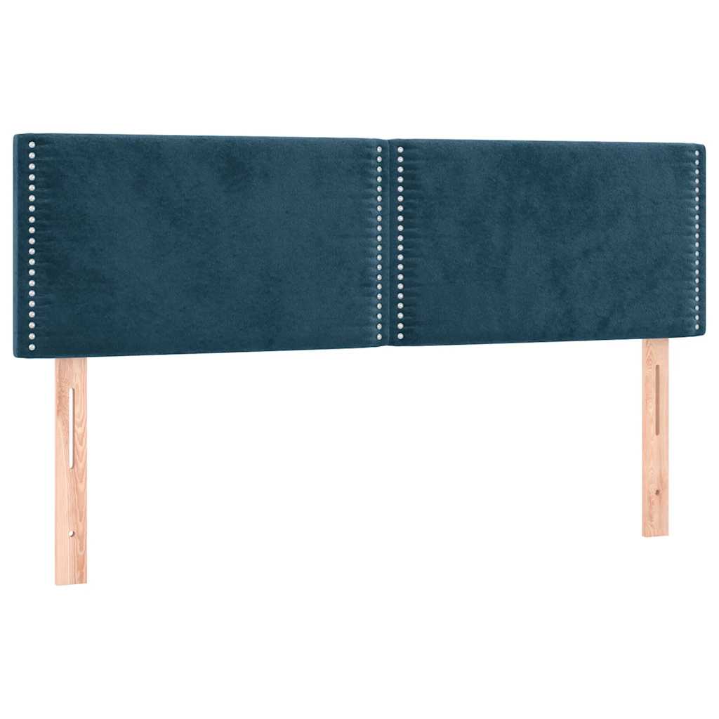 Κρεβάτι Boxspring με Στρώμα Σκούρο Μπλε 140x190 εκ. Βελούδινο