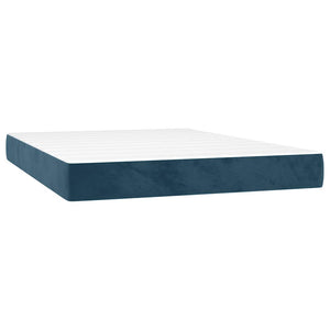 Κρεβάτι Boxspring με Στρώμα Σκούρο Μπλε 140x200 εκ. Βελούδινο - Pakobazaar