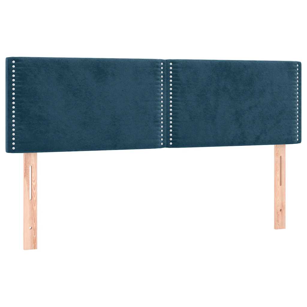 Κρεβάτι Boxspring με Στρώμα Σκούρο Μπλε 140x200 εκ. Βελούδινο - Pakobazaar