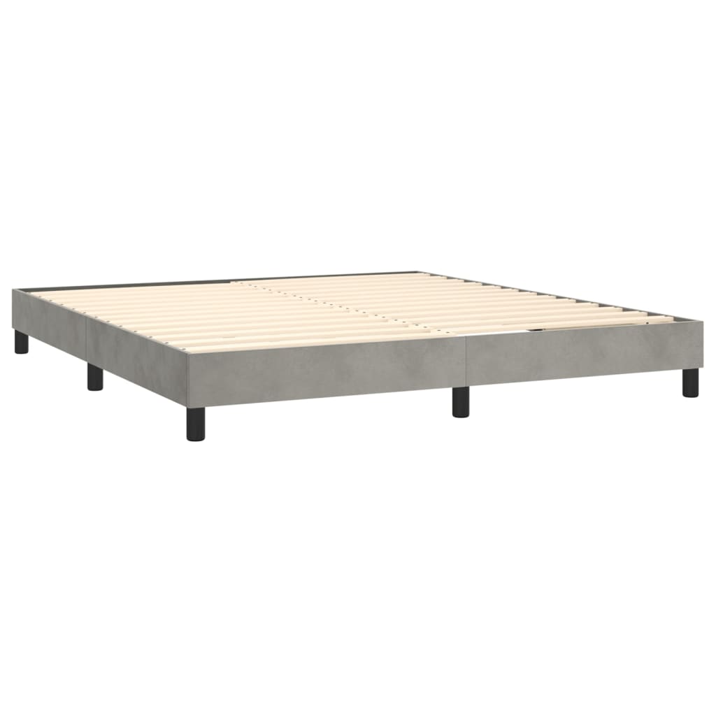 Κρεβάτι Boxspring με Στρώμα Ανοιχτό Γκρι 180x200 εκ. Βελούδινο - Pakobazaar