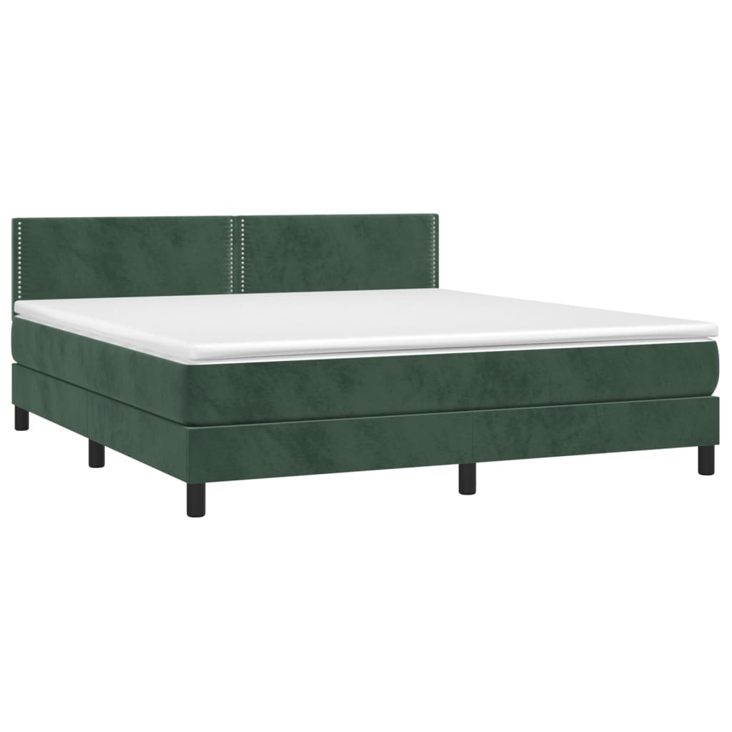 Κρεβάτι Boxspring με Στρώμα Σκούρο Πράσινο 180x200εκ. Βελούδινο