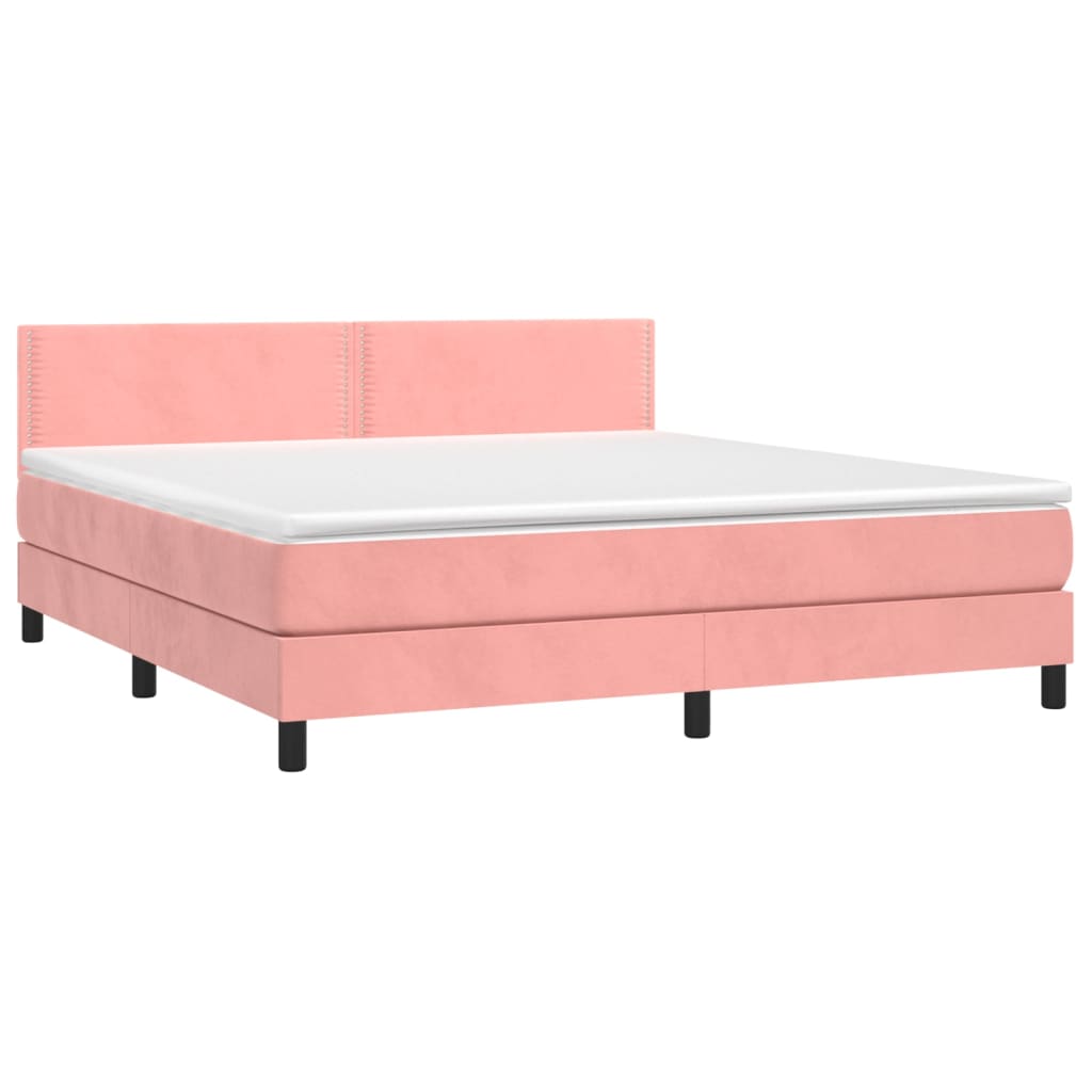 Κρεβάτι Boxspring με Στρώμα Ροζ 180x200 εκ. Βελούδινο