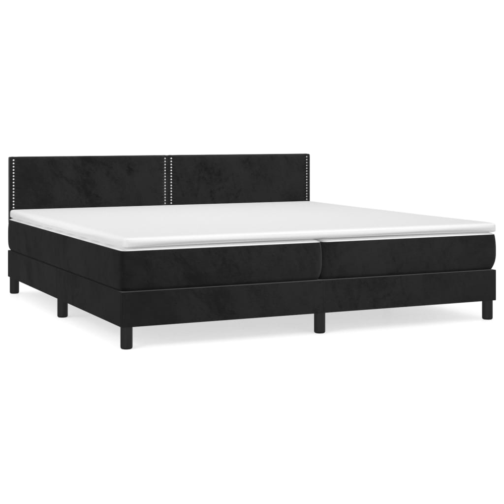 Κρεβάτι Boxspring με Στρώμα Μαύρο 200x200 εκ. Βελούδινο