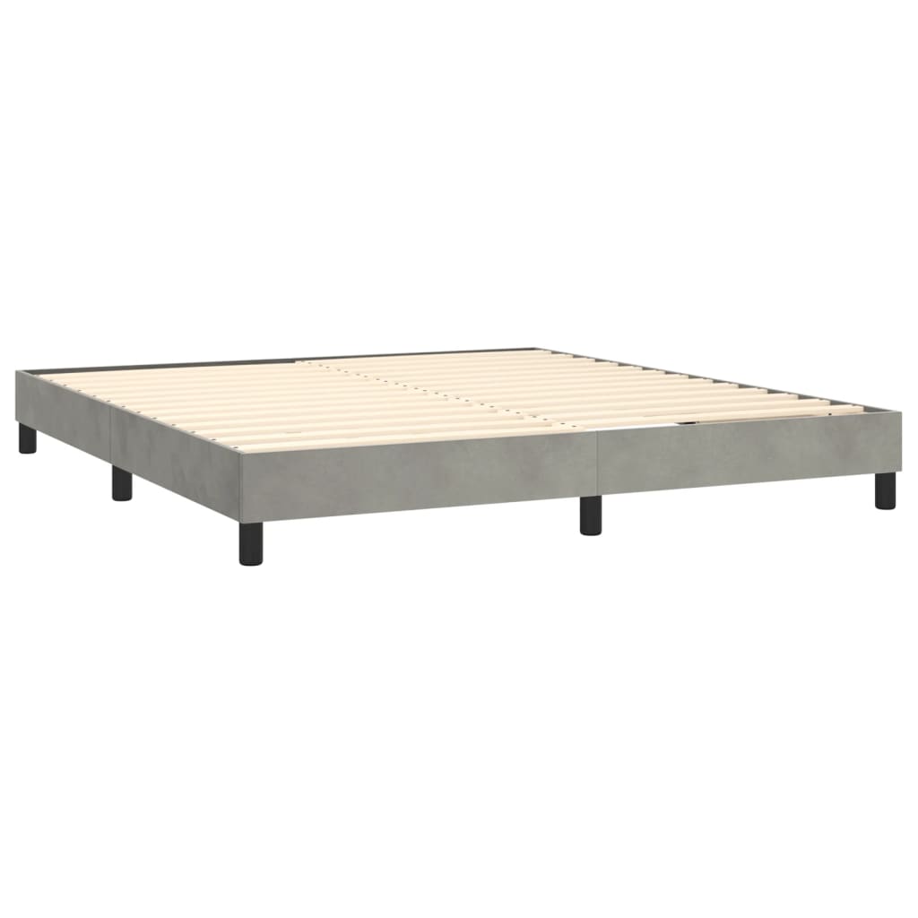 Κρεβάτι Boxspring με Στρώμα Ανοιχτό Γκρι 160x200 εκ. Βελούδινο