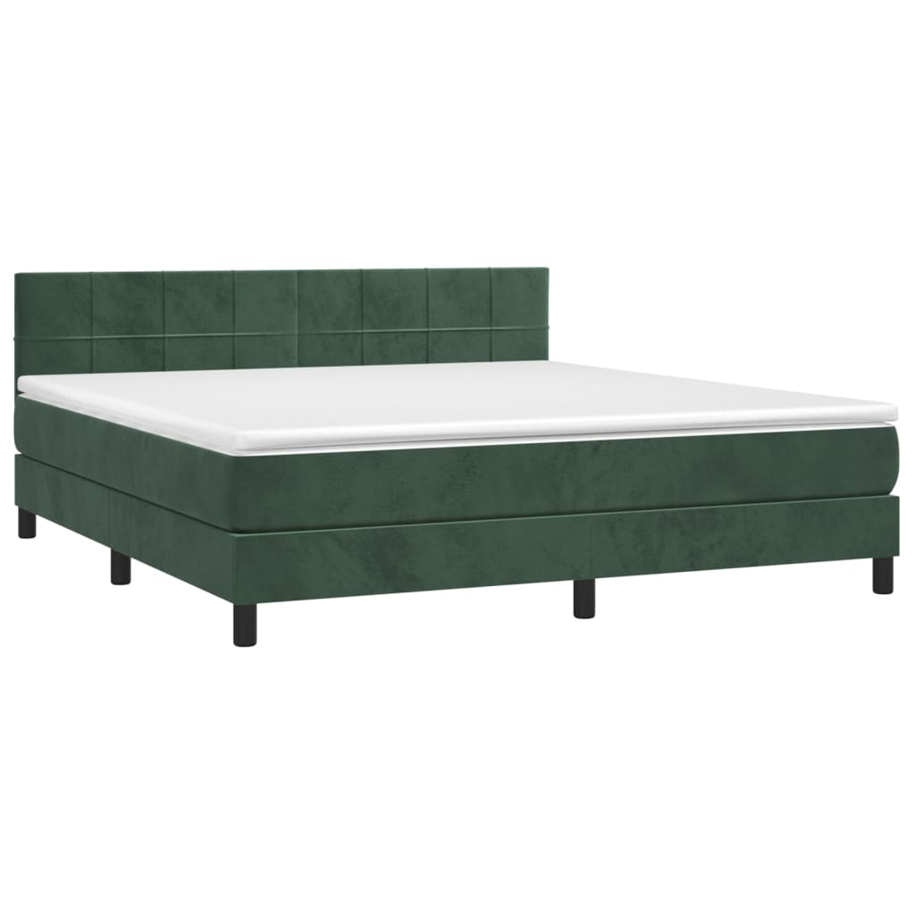Κρεβάτι Boxspring με Στρώμα Σκούρο Πράσινο 160x200εκ. Βελούδινο