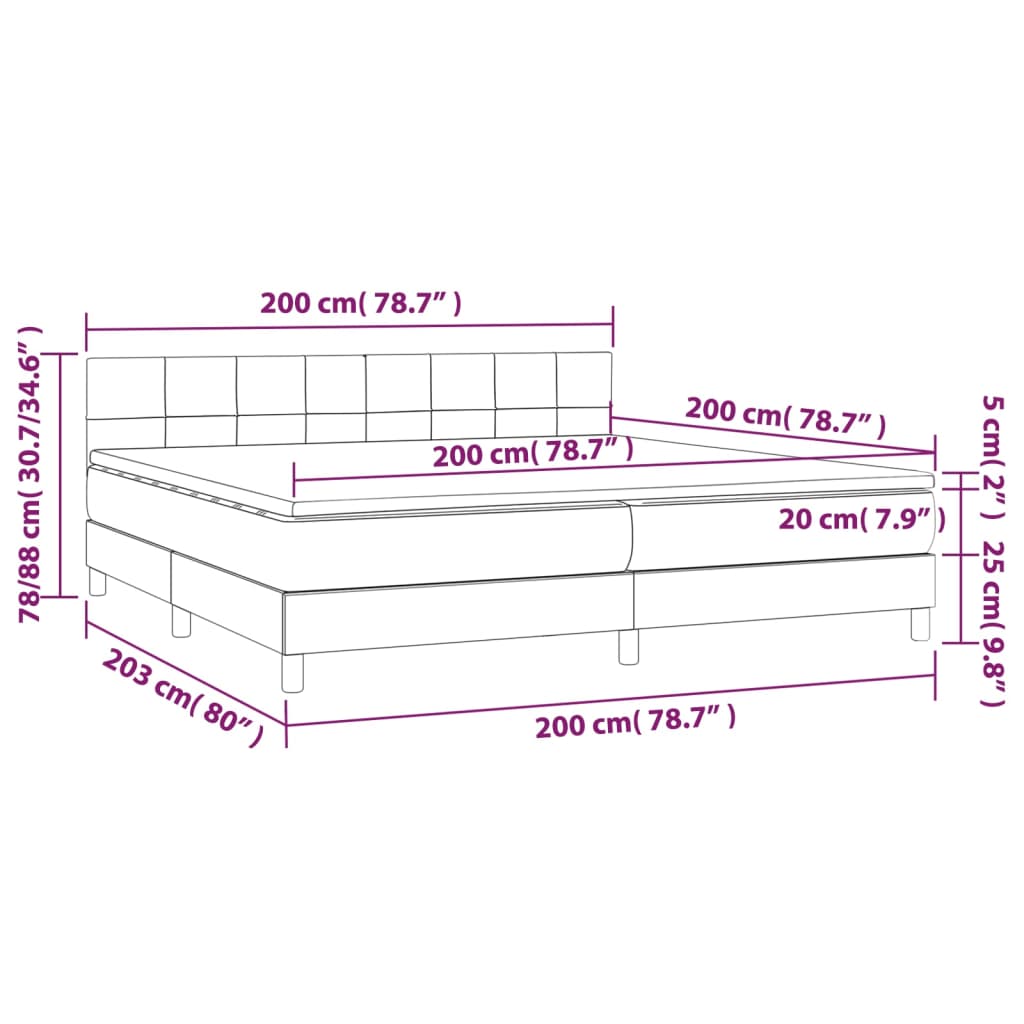 Κρεβάτι Boxspring με Στρώμα Ανοιχτό Γκρι 200x200 εκ. Βελούδινο - Pakobazaar
