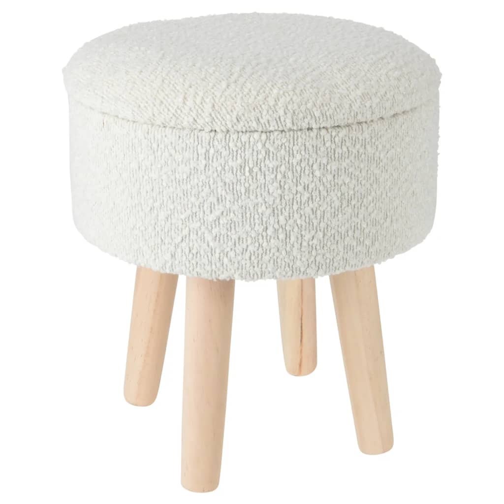 Home&Styling Σκαμπό με Αποθηκευτικό Χώρο Ø28,7x33,8 εκ. Λευκό Ιβουάρ