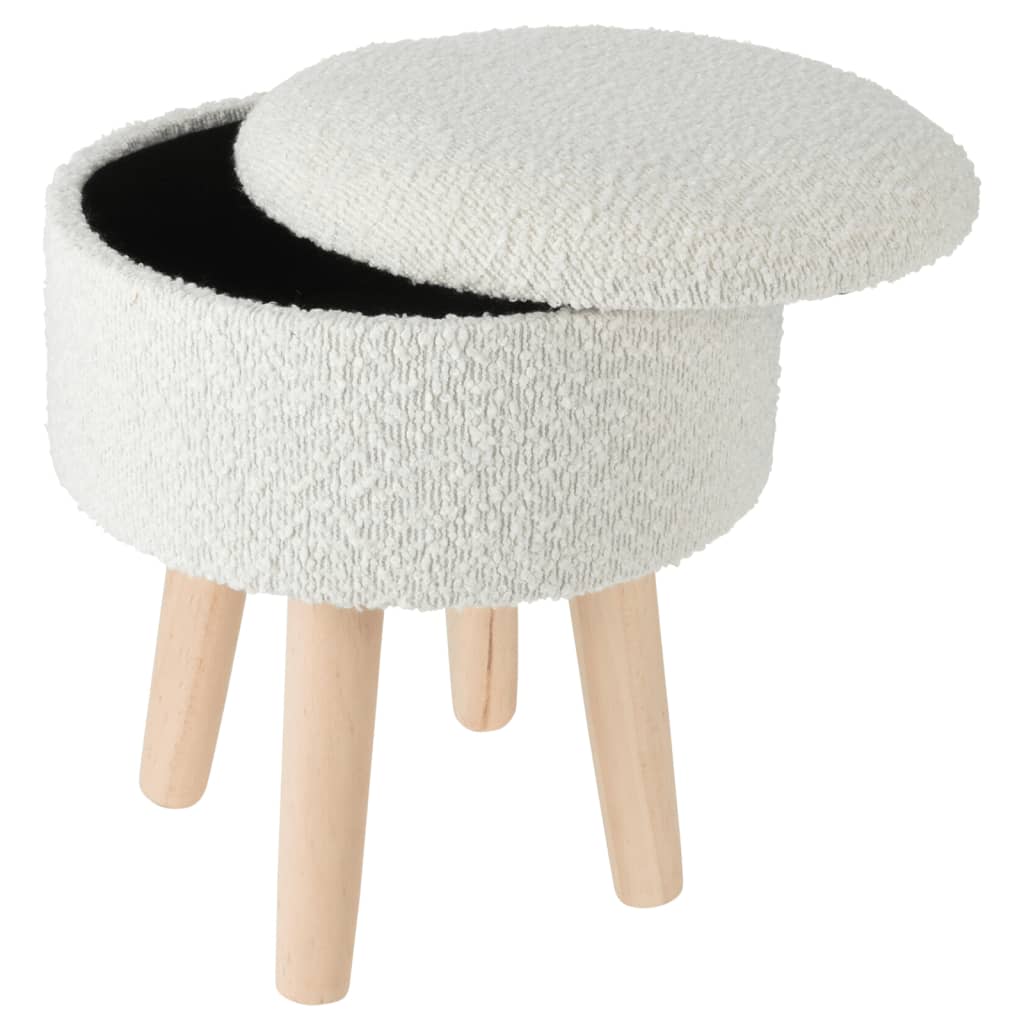 Home&Styling Σκαμπό με Αποθηκευτικό Χώρο Ø28,7x33,8 εκ. Λευκό Ιβουάρ