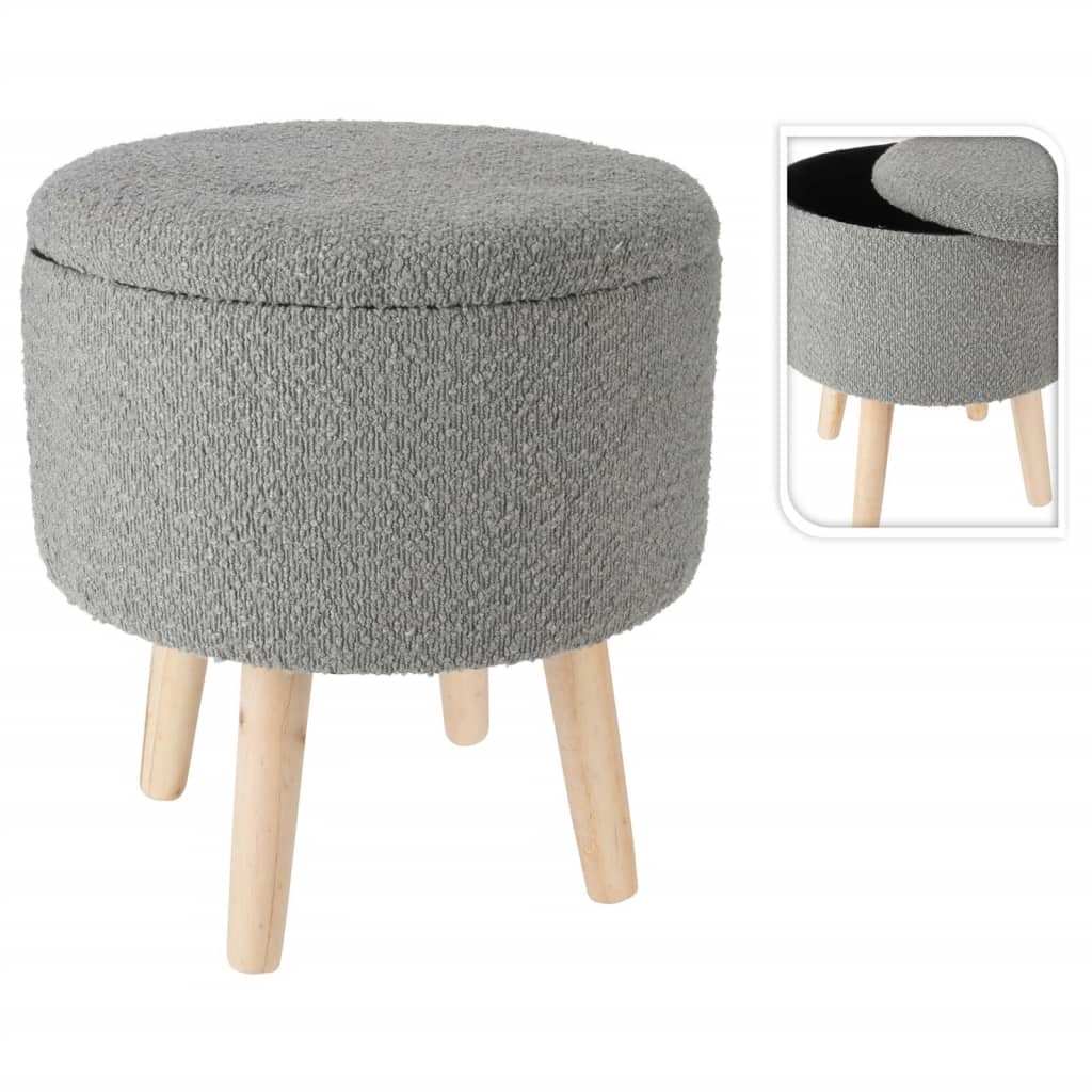 Home&Styling Σκαμπό με Αποθηκευτικό Χώρο Ø35x40 εκ. Ανοιχτό Γκρι