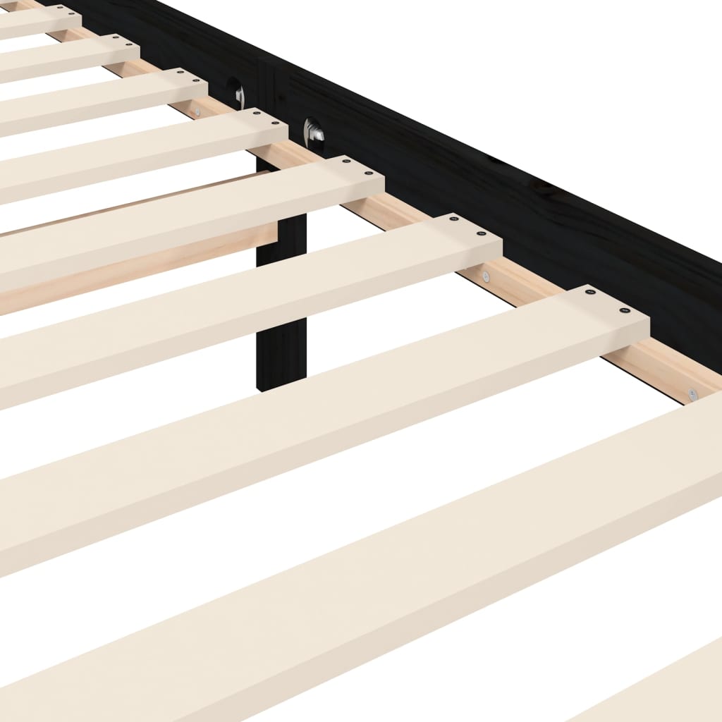 Πλαίσιο Κρεβατιού με Κεφαλάρι Μαύρο 200x200 εκ. Μασίφ Ξύλο