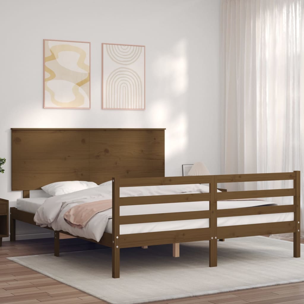 Πλαίσιο Κρεβατιού με Κεφαλάρι Μελί 160x200 εκ. από Μασίφ Ξύλο