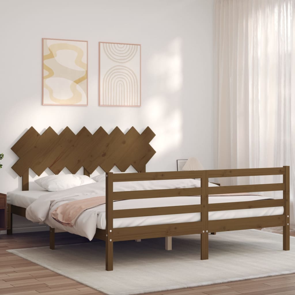 Πλαίσιο Κρεβατιού με Κεφαλάρι Μελί 160x200 εκ. από Μασίφ Ξύλο - Pakobazaar
