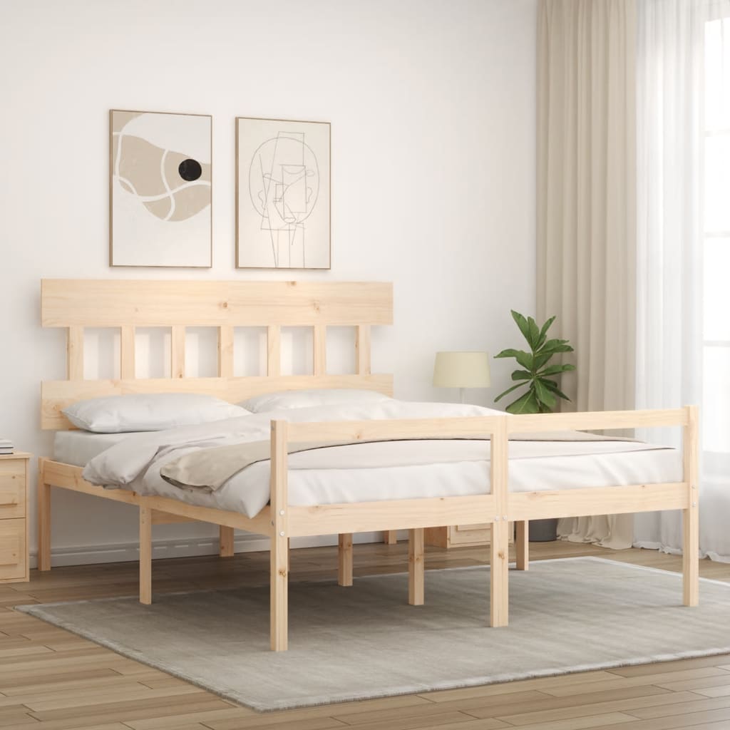 Κρεβάτι Ηλικιωμένου με Κεφαλάρι 160 x 200 εκ. από Μασίφ Ξύλο