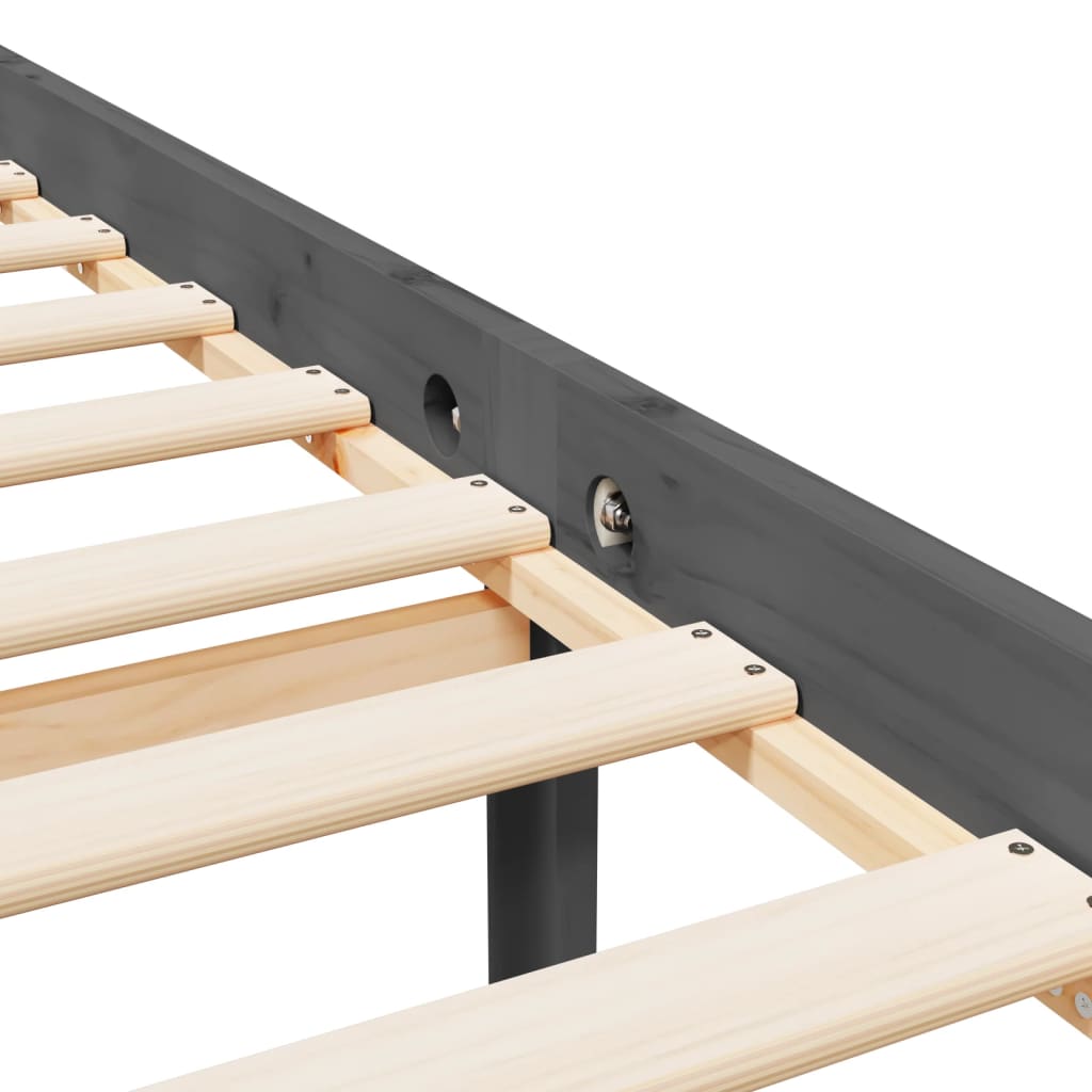 Κρεβάτι Ηλικιωμένου με Κεφαλάρι 200 x 200 εκ. Γκρι Μασίφ Ξύλο