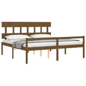 Κρεβάτι Ηλικιωμένου με Κεφαλάρι 200 x 200 εκ. Μελί Μασίφ Ξύλο