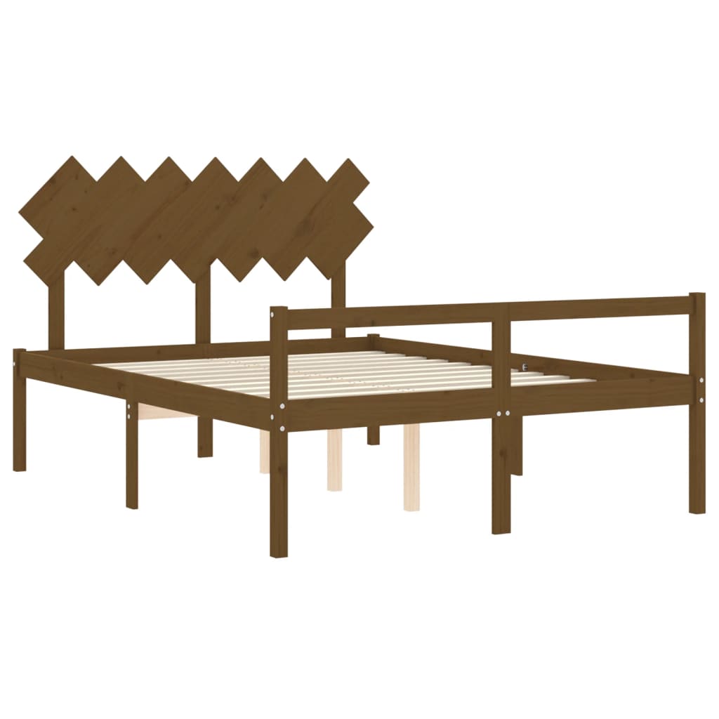 Κρεβάτι Ηλικιωμένου με Κεφαλάρι Μελί Μασίφ Ξύλο King Size