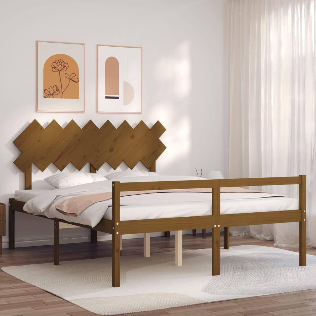 Κρεβάτι Ηλικιωμένου με Κεφαλάρι 160 x 200 εκ. Μελί Μασίφ Ξύλο