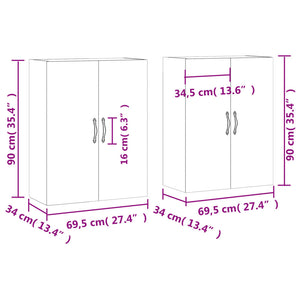 Ντουλάπια Τοίχου 2 τεμ. Καπνιστή Δρυς 69,5 x 34 x 90 εκ.