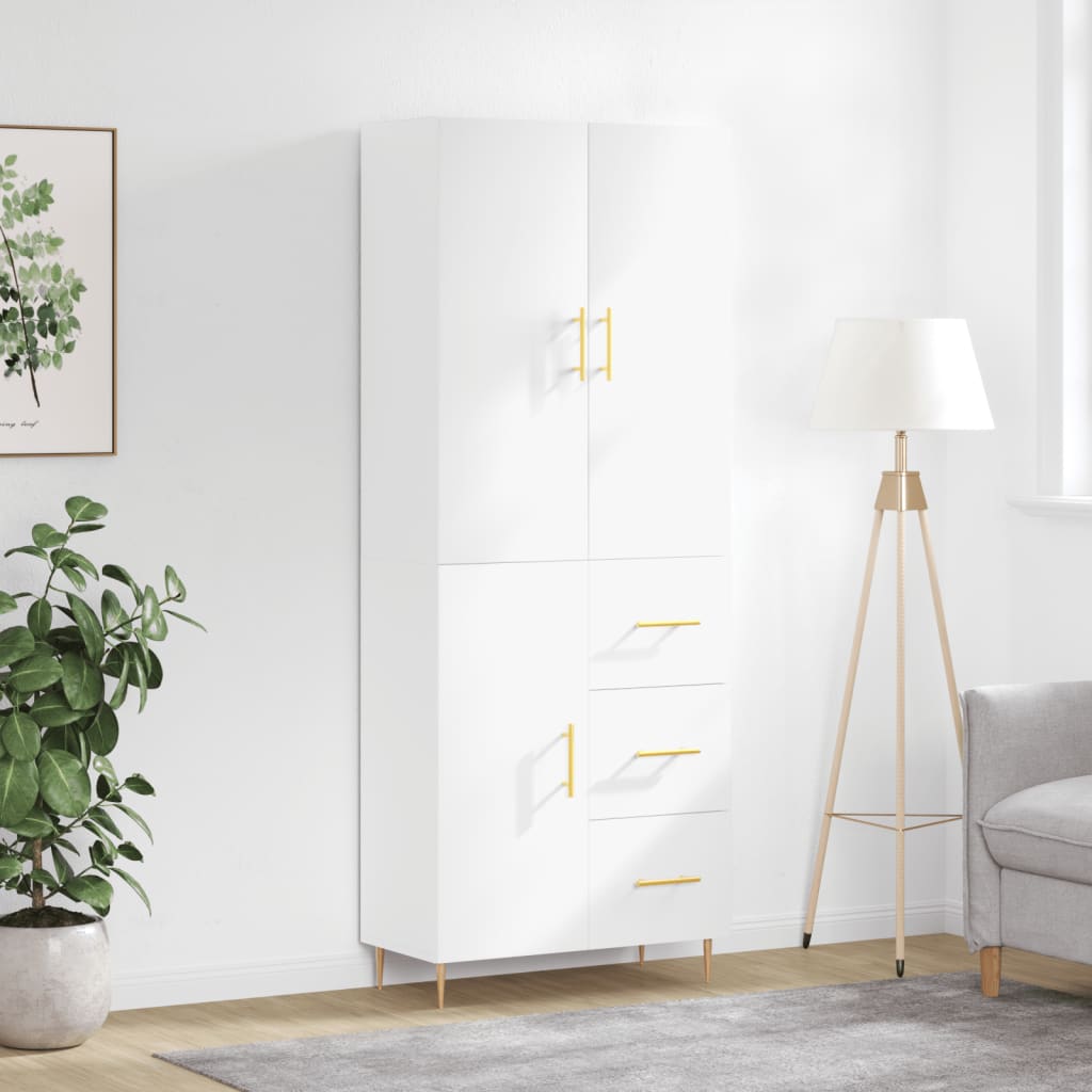 Ντουλάπι Λευκό 69,5x34x180 εκ. από Επεξεργασμένο Ξύλο
