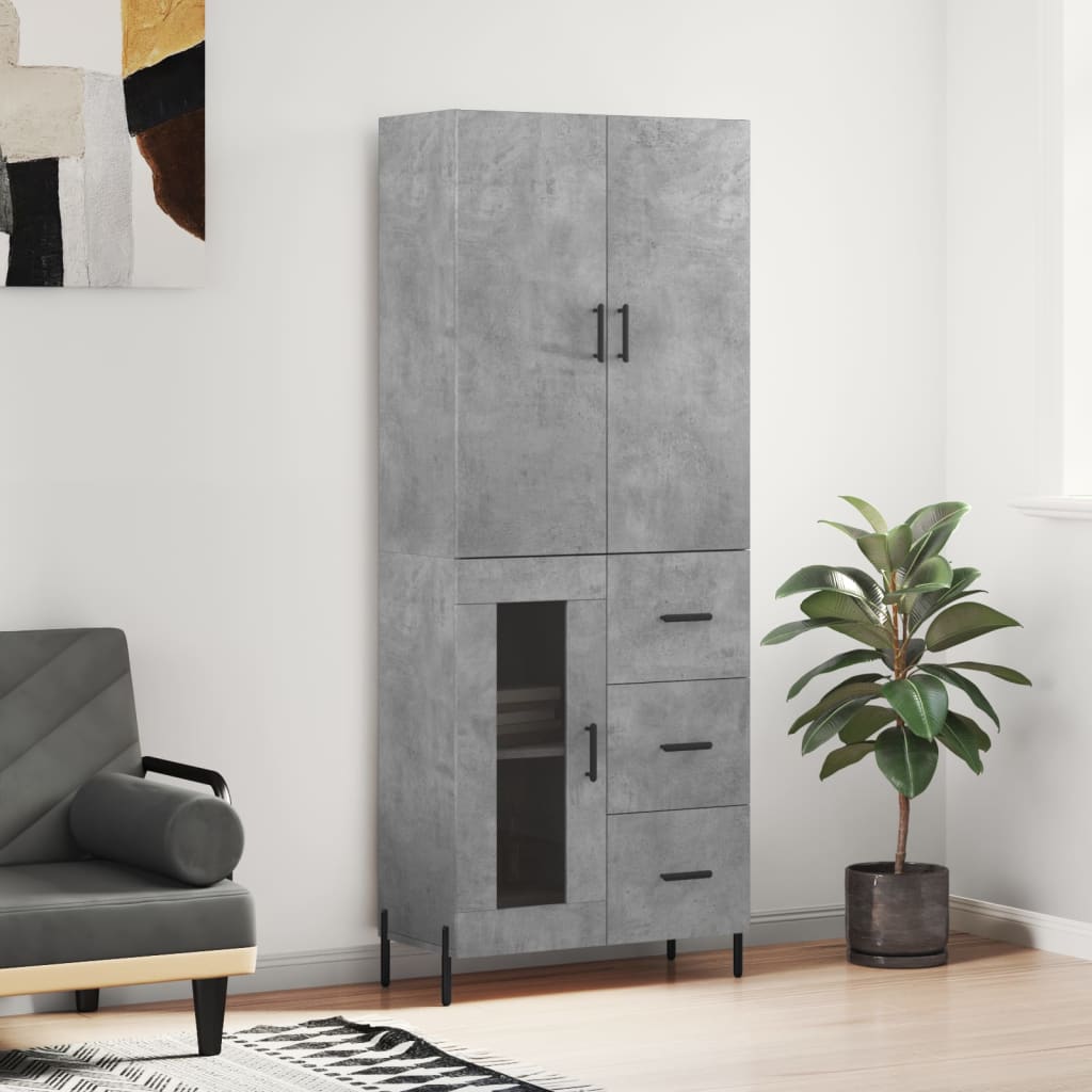 Ντουλάπι Γκρι Σκυροδέματος 69,5x34x180 εκ. Επεξεργασμένο Ξύλο