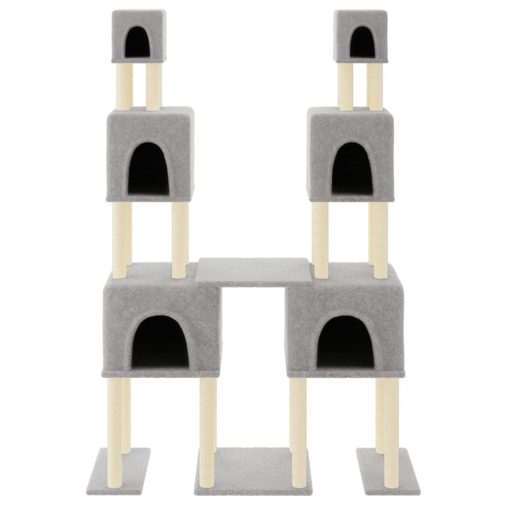 Γατόδεντρο Aνοιχτό Γκρι 199 εκ. με Στύλους Ξυσίματος από Σιζάλ - PAKOBAZAAR
