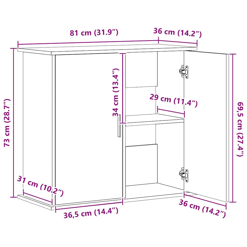Βάση Ενυδρείου Λευκή 81 x 36 x 73 εκ. από Επεξεργασμένο Ξύλο - Pakobazaar