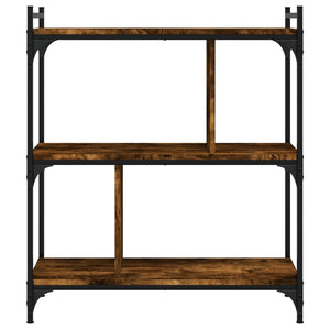 Βιβλιοθήκη 3 Επιπέδων Καπνιστή Δρυς 76 x 32 x 88 εκ. Επεξ. Ξύλο