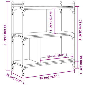 Βιβλιοθήκη 3 Επιπέδων Γκρι Sonoma 76 x 32 x 88 εκ. Επεξ. Ξύλο