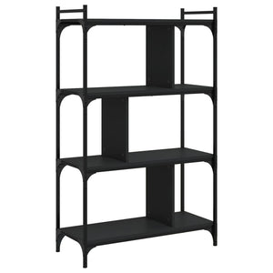 Βιβλιοθήκη 4 Επιπέδων Μαύρη 76 x 32 x 123 εκ. από Επεξεργ. Ξύλο