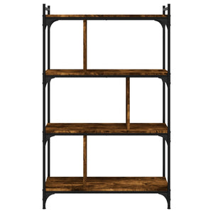 Βιβλιοθήκη 4 Επιπέδων Καπνιστή Δρυς 76x32x123 εκ. Επεξ. Ξύλο