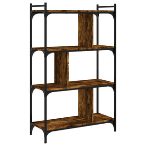 Βιβλιοθήκη 4 Επιπέδων Καπνιστή Δρυς 76x32x123 εκ. Επεξ. Ξύλο