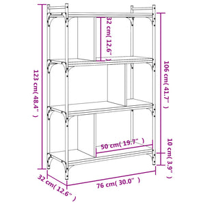 Βιβλιοθήκη 4 Επιπέδων Καπνιστή Δρυς 76x32x123 εκ. Επεξ. Ξύλο