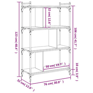 Βιβλιοθήκη 4 Επιπέδων Καφέ Δρυς 76 x 32 x 123 εκ. Επεξ. Ξύλο - Pakobazaar