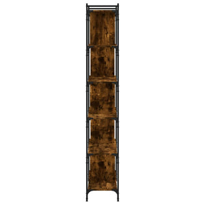 Βιβλιοθήκη 6 Επιπέδων Καπνιστή Δρυς 76x32x192 εκ. Επεξ. Ξύλο - Pakobazaar