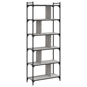 Βιβλιοθήκη 6 Επιπέδων Γκρι Sonoma 76 x 32 x 192 εκ. Επεξ. Ξύλο - Pakobazaar