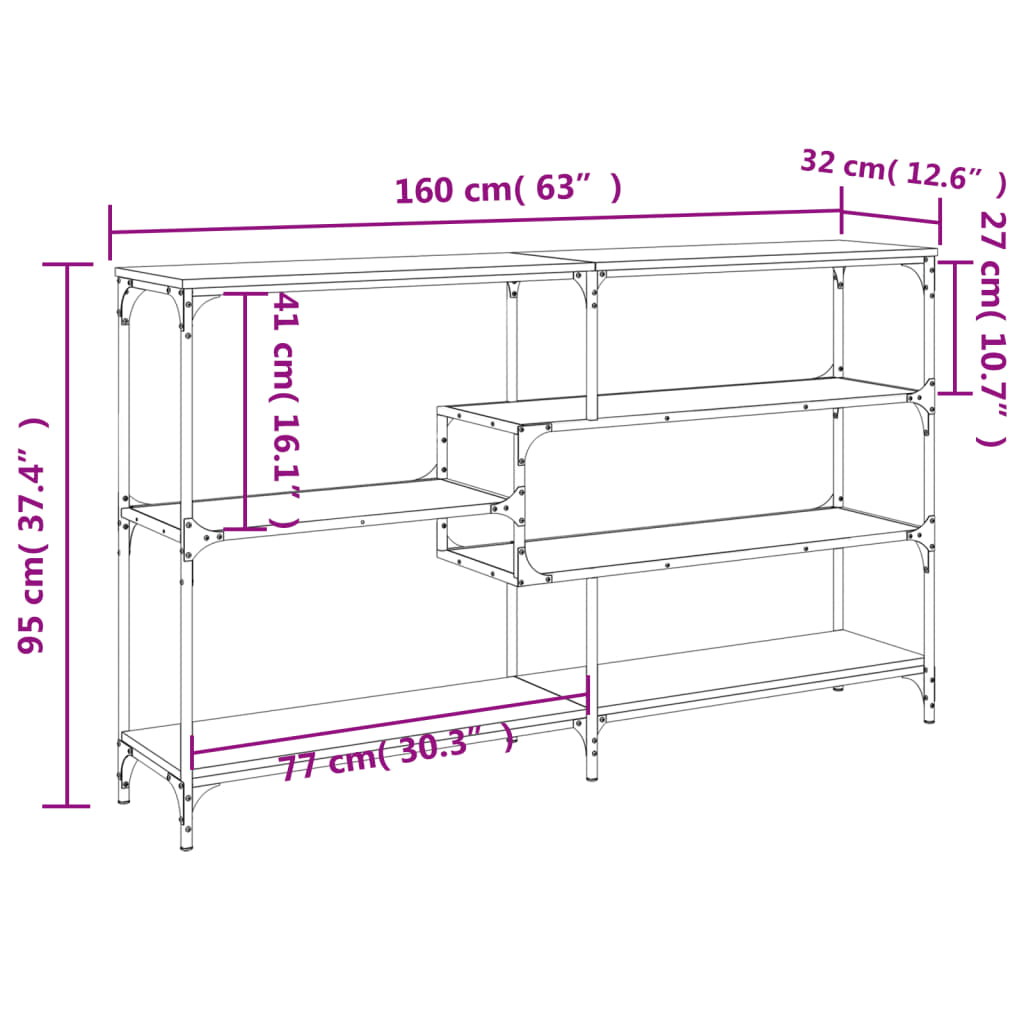 Τραπέζι Κονσόλα Sonoma Δρυς 160x32x95 εκ. Επεξεργασμένο Ξύλο