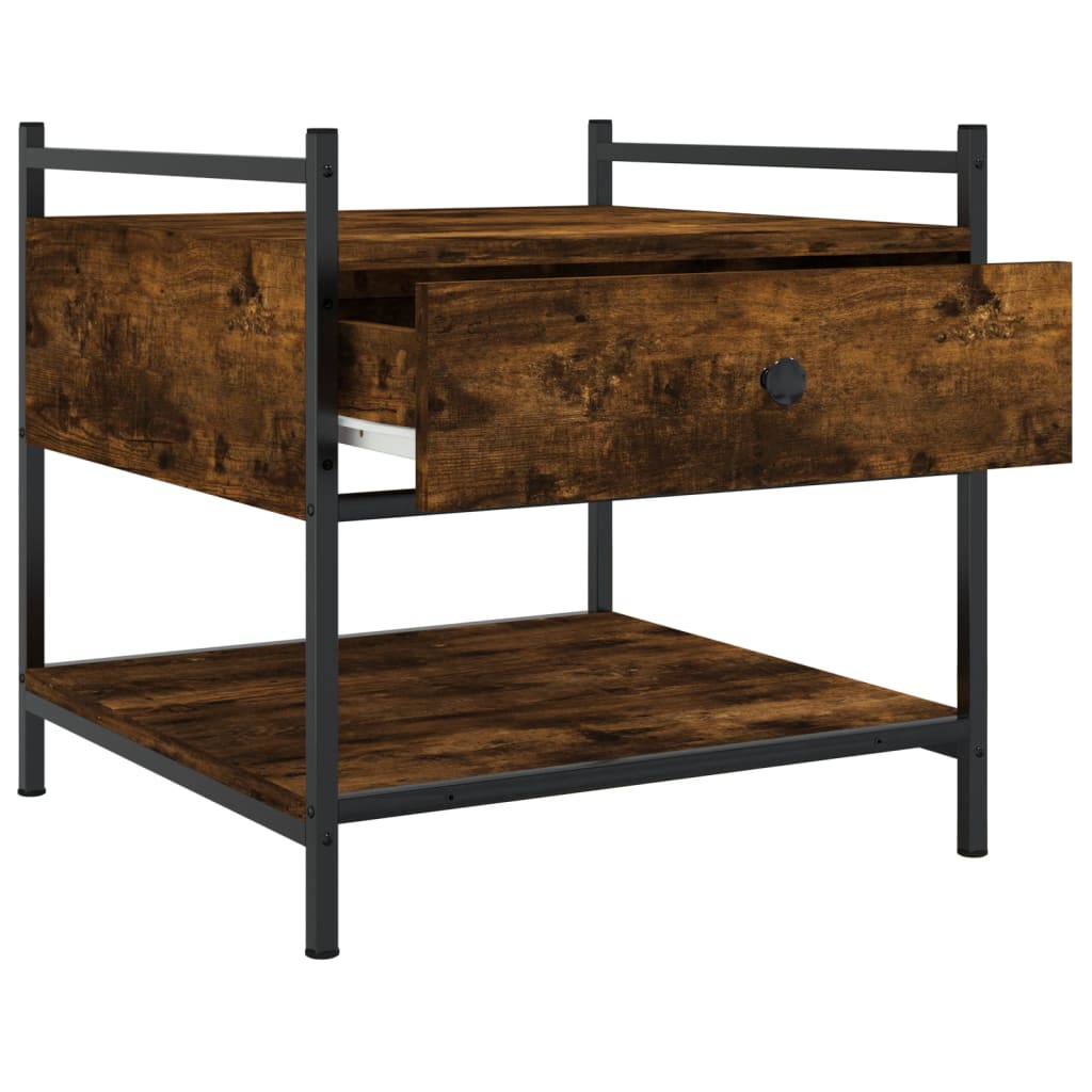 Τραπεζάκι Σαλονιού Καπνιστή Δρυς 50x50x50 εκ. Επεξεργασμ. Ξύλο