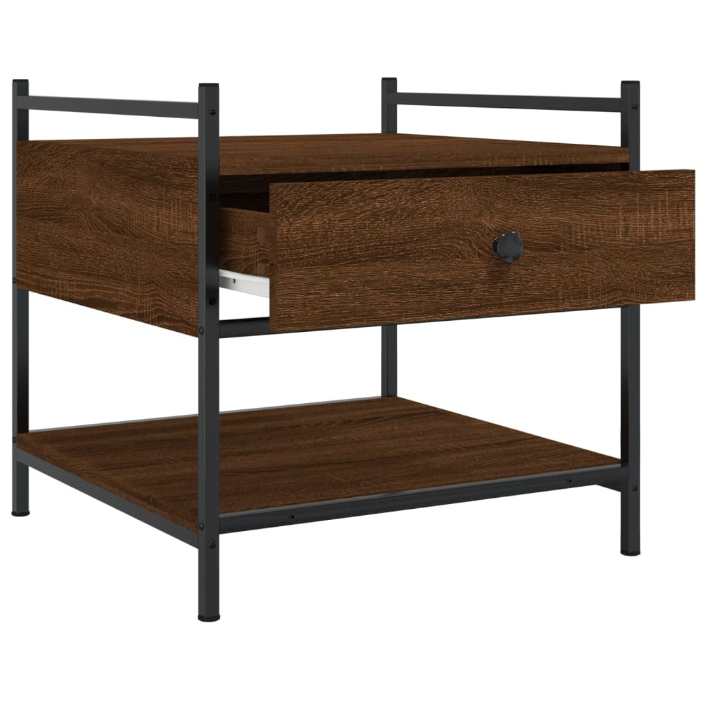 Τραπεζάκι Σαλονιού Καφέ Δρυς 50x50x50εκ. από Επεξεργασμ. Ξύλο