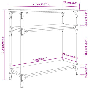 Τραπέζι Κονσόλα Γκρι Sonoma 75x29x75 εκ. Επεξεργασμένο Ξύλο
