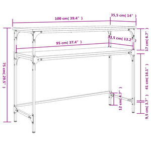 Τραπέζι Κονσόλα Γκρι Sonoma 100x35,5x75 εκ. Επεξεργασμένο Ξύλο