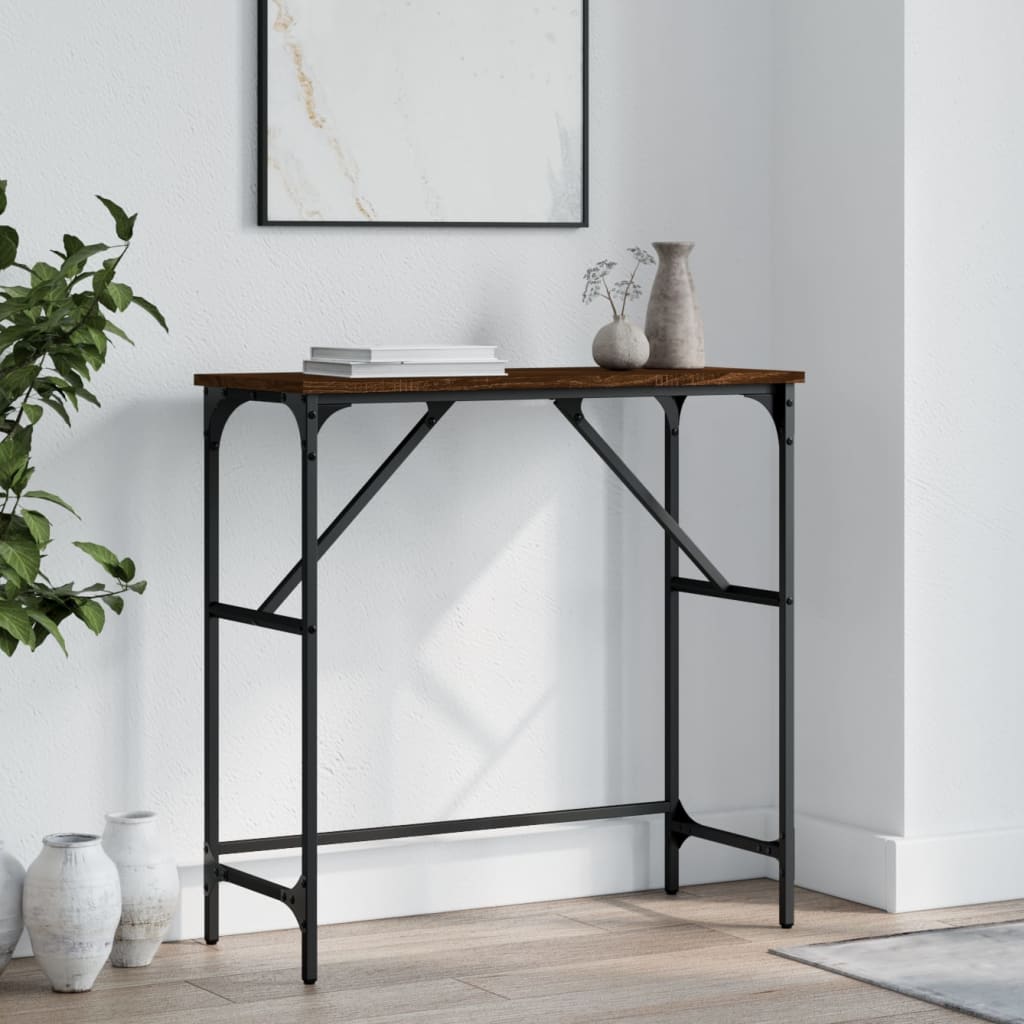 Τραπέζι Κονσόλα Καφέ Δρυς 75x32x75 εκ. Επεξεργασμένο Ξύλο