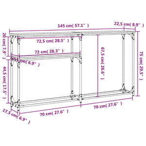Τραπέζι Κονσόλα Γκρι Sonoma 145x22,5x75 εκ. Επεξεργασμένο Ξύλο - Pakobazaar